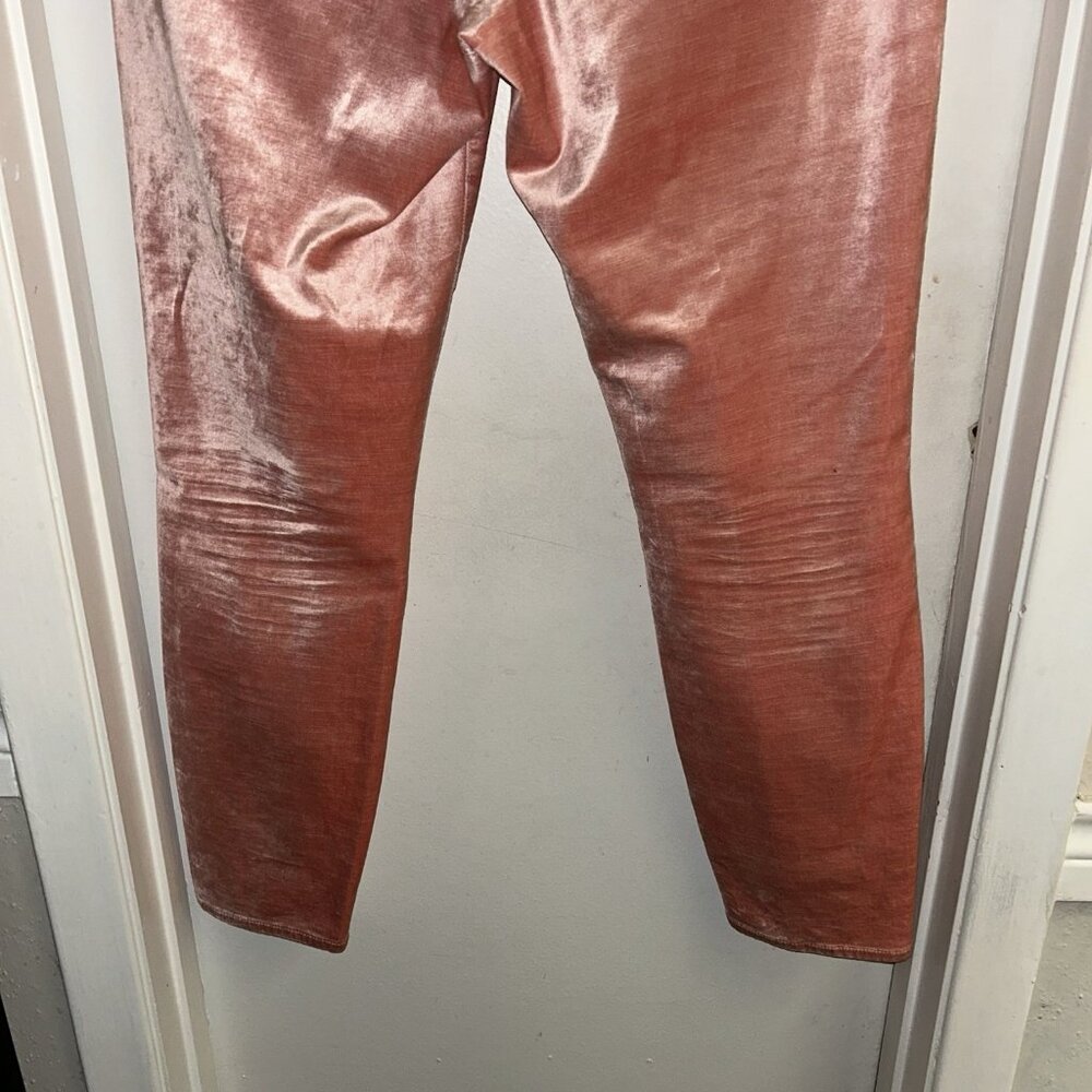 Pilcro And The Letterpress Crushed Pink Velvet High Rise Skinny Jeans Womens 32 - Picture 6 of 9